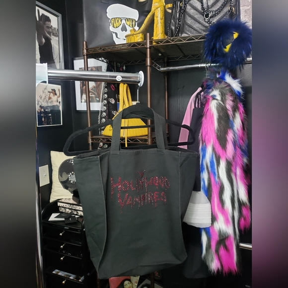 Hollywood Vampires 2016 Tour Official Merchandise Bling Red Black Canvas Tote - Picture 3 of 6